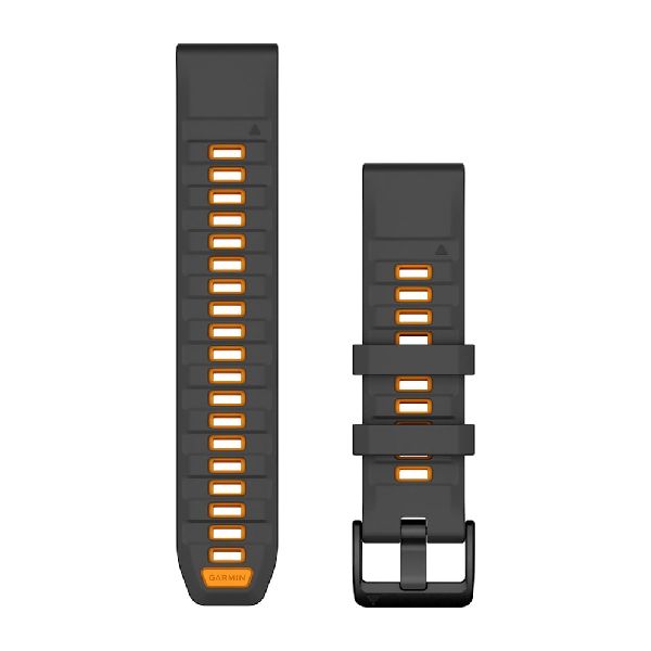 QuickFit® 22 Watch Bands - Graphite/Spark Orange with Black Hardware - 219 mm