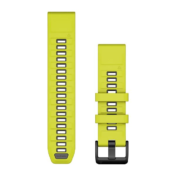 QuickFit® 22 Watch Bands - Amp Yellow/Graphite Silicone with Black Hardware - 219 mm