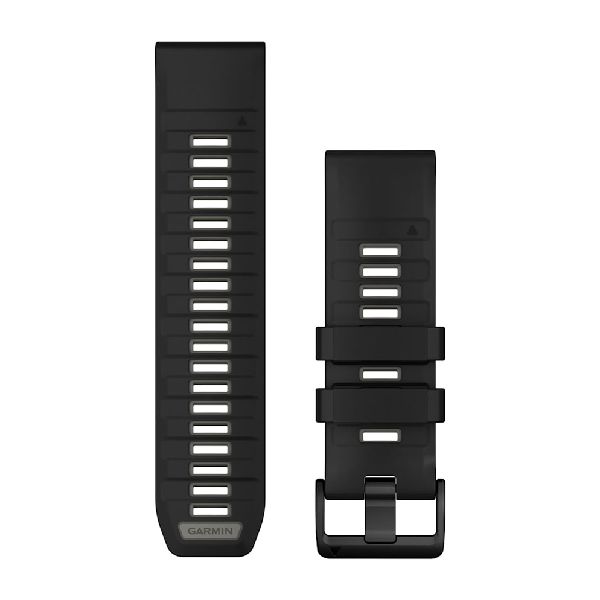 QuickFit® 26 Watch Bands - Black/Pebble Gray Silicone with Black Hardware - 219 mm