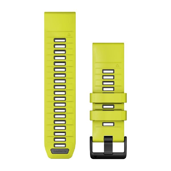 QuickFit® 26 Watch Bands - Amp Yellow/Graphite Silicone with Black Hardware - 219 mm