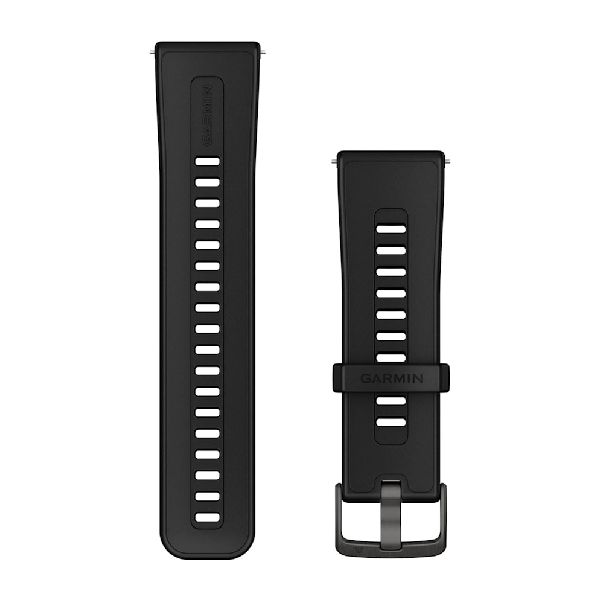 Quick Release Bands (24 mm) - Black Silicone with Slate Hardware - 210 mm