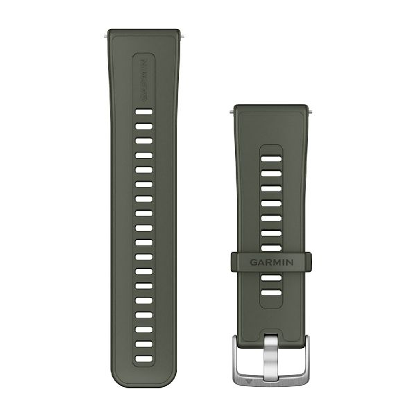 Quick Release Bands (24 mm) - Moss Silicone with Silver Hardware - 210 mm