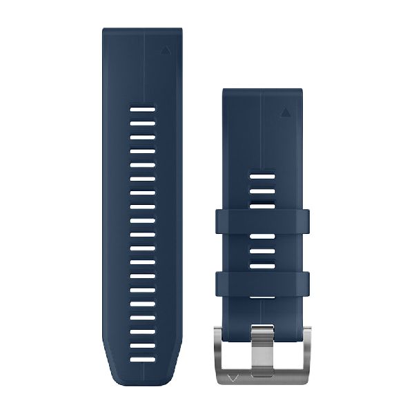 QuickFit® 26 Watch Bands - Captain Blue Silicone with Silver Hardware - 219 mm