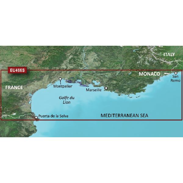 BlueChart® g3 Vision - Cartes Golfe Du Lion, France à San Remo, Italie - VEU466S