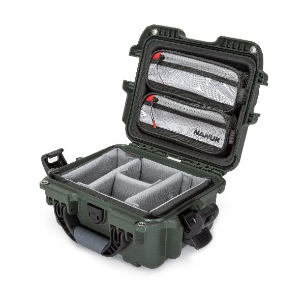 Mallette Nanuk 905 Olive avec Fermoirs TSA PowerClaw,Bande Séparatrice et Organisateur de Couvercle