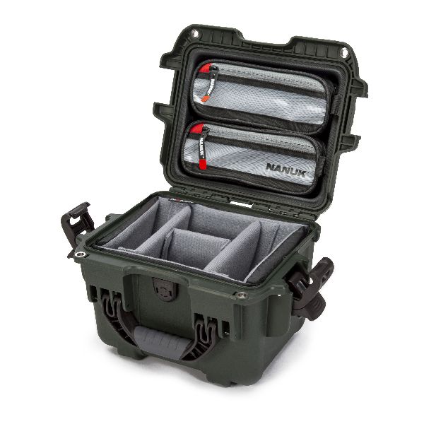 Case Nanuk 908 Olive with TSA PowerClaw Latch, Dividing Pad & Lid Organizer