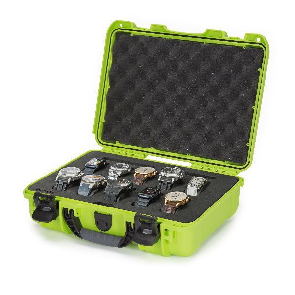 Case Nanuk 910 Lime with Pre-Cut 10 Watches Foam