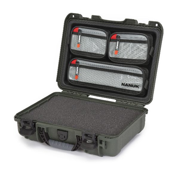 Case Nanuk 910 Olive with Cubed Foam & Lid Organizer