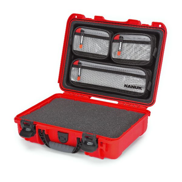 Case Nanuk 910 Red with Cubed Foam & Lid Organizer