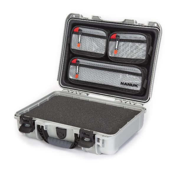 Case Nanuk 910 Silver with Cubed Foam & Lid Organizer