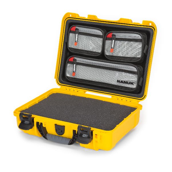Case Nanuk 910 Yellow with Cubed Foam & Lid Organizer