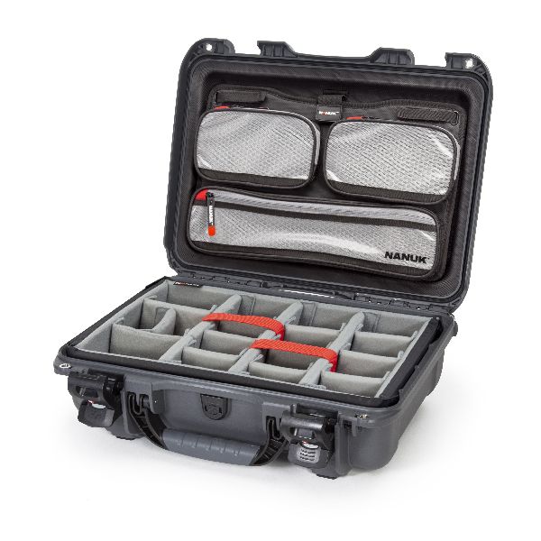 Case Nanuk 923 Graphite with TSA PowerClaw Latch, Dividing Pad & Lid Organizer