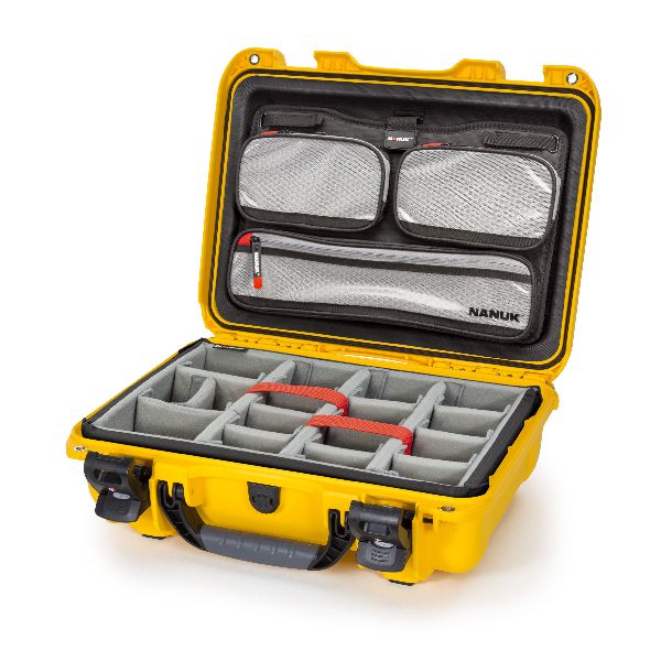 Case Nanuk 923 Yellow with TSA PowerClaw Latch, Dividing Pad & Lid Organizer