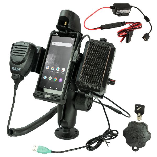 Support à double rotule pour Sonim XP10 avec haut-parleur et câble