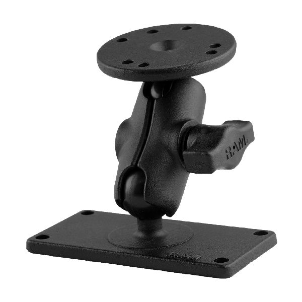 Double Ball Mount with Round Plate and 2" x 4" Plate - Short