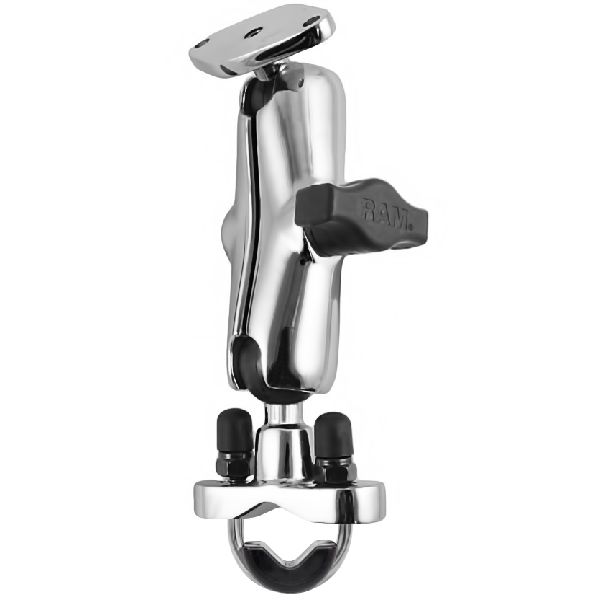 Chrome Handlebar U-Bolt Mount with Medium Double Socket Arm