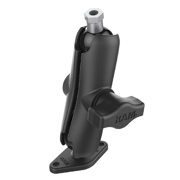 Support à double boule avec plaque diamantée et tige filetée femelle 1/4"-20