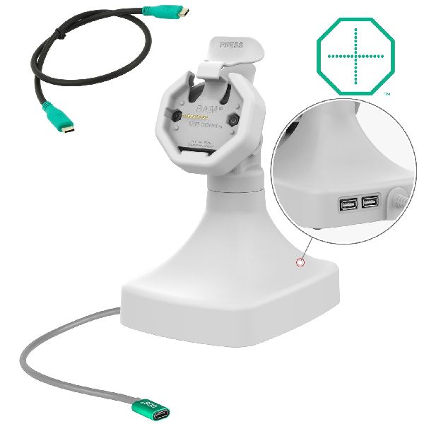 GDS® Station d'accueil Uni-Conn™ alimentée, inclinable et pivotante avec USB-C et données - Gris