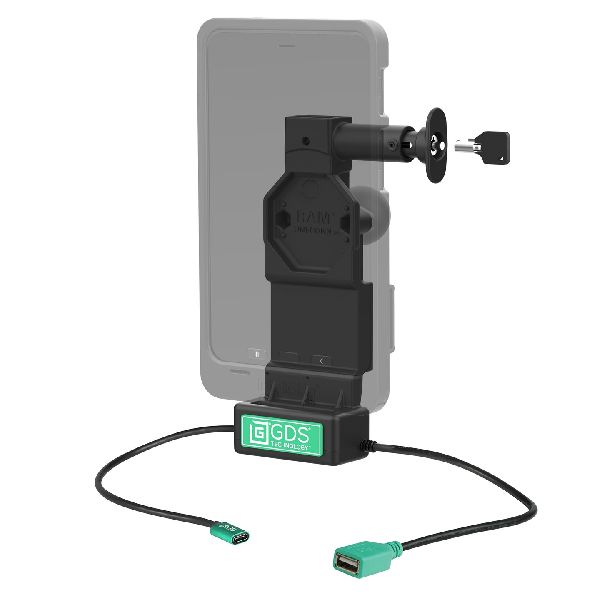 GDS® Uni-Conn™ verrouillable + port USB-A unique avec bouton de déverrouillage