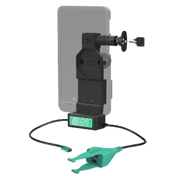 GDS® Uni-Conn™ verrouillable + double port USB-A et USB-C avec bouton de déverrouillage