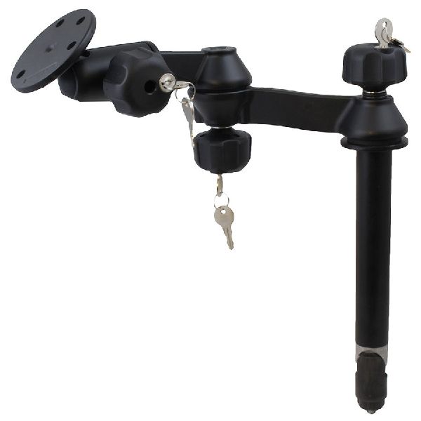 8" Upper Pole with Locking Double Swing Arms and Large Round Plate