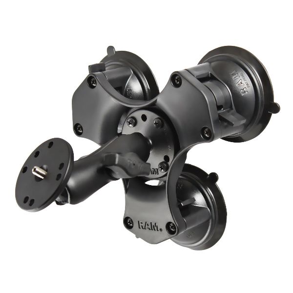 RAM® Twist-Lock™ Triple Suction Mount with Round Plate and 1/4"-20 Stud