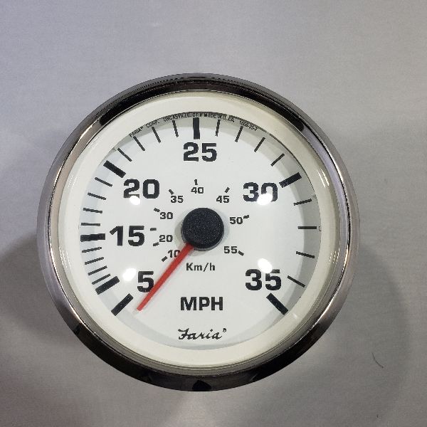 Faria SE9973A Speedometre Mecanical 3¼" 35MPH Silver Trim with White Back
