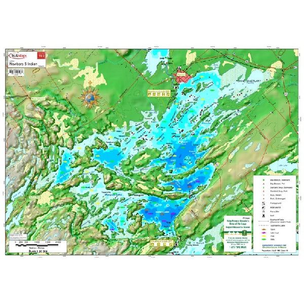 Carte Papier : Lacs Newboro et Indian