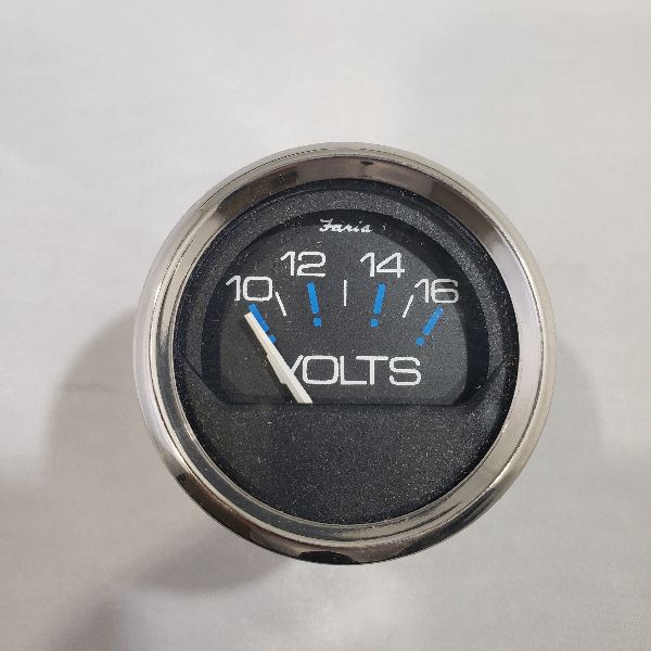 Faria Volt Gauge 2" Silver Trim, Black Back, Flat Glass